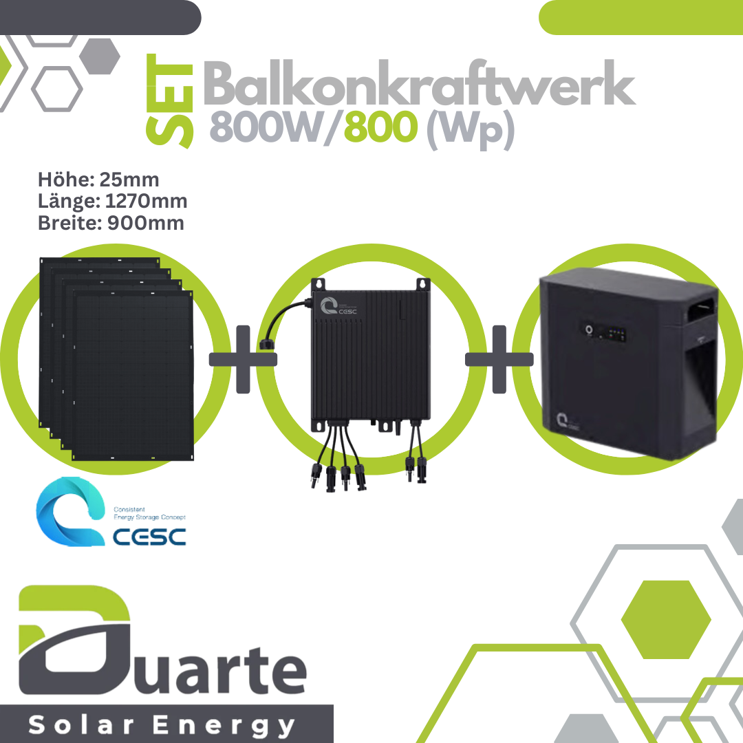 Balkonkraftwerk Mini Solaranlage SET 800Wp/800W Hybrid Mikrowechselrichter/ Cesc Orion Black Solarmodul