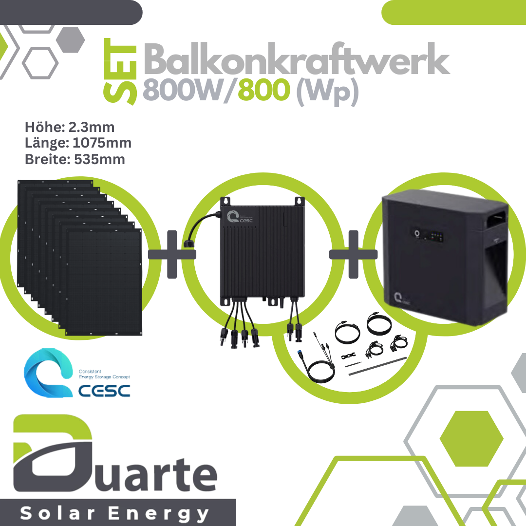 Balkonkraftwerk Mini Solaranlage SET 800Wp/800W Orion Mikrowechselrichter/ Cesc Orion Speicher 2,7 / Cesc Orion 100W Flex