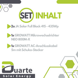 Balkonkraftwerk Mini Solaranlage SET 830-870Wp/800W Growatt NEO-800M-X -Mikrowechselrichter / JASOLAR Module