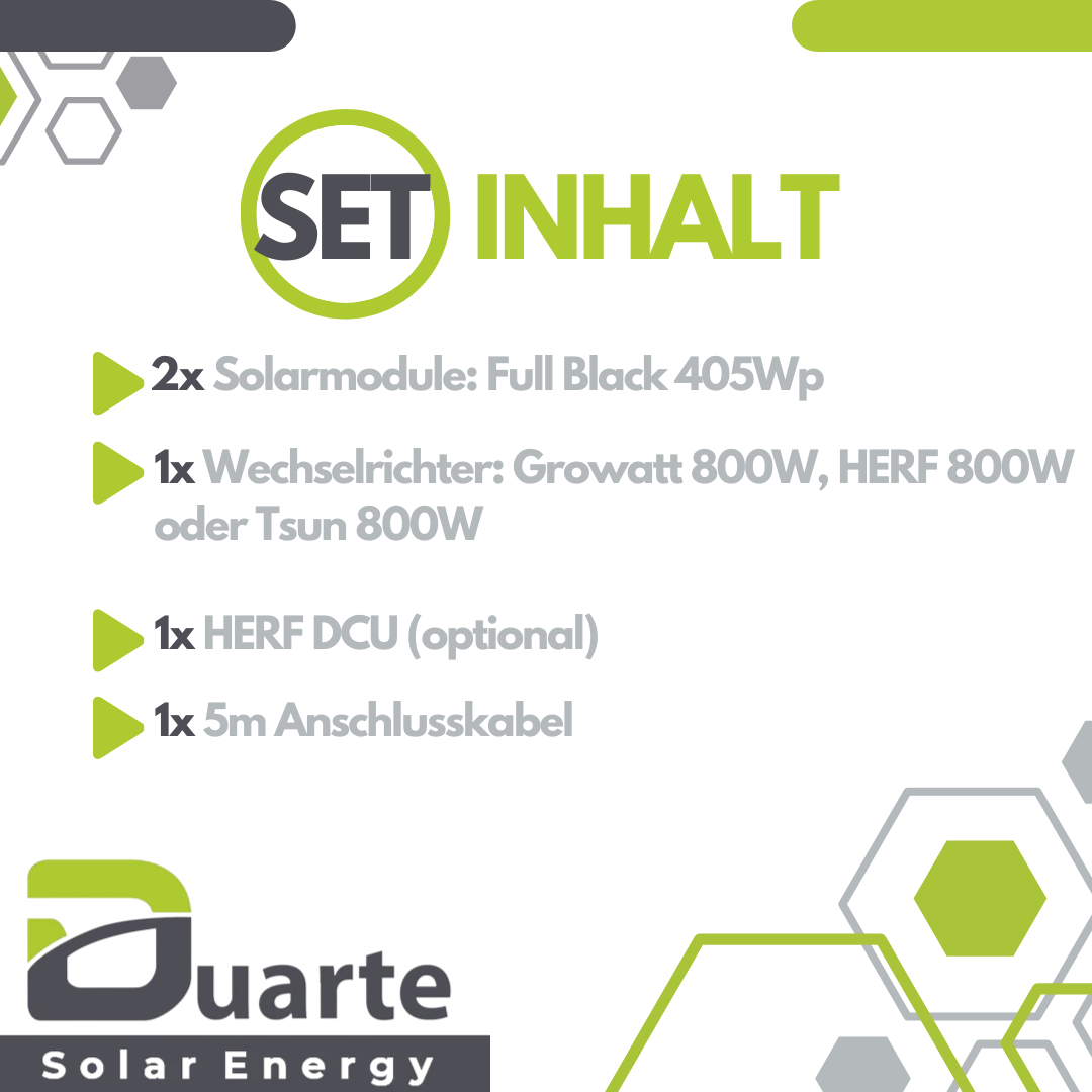 Balkonkraftwerk Mini Solaranlage SET 810Wp/800W Growatt 800W/HERF 800W-Mikrowechselrichter/ QingTian Solarmodul