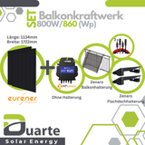 Balkonkraftwerk Mini Solaranlage SET 860Wp/800W APsystems EZ1-M mit WIFI & Bluetooth-Mikrowechselrichter/ Eurener Solarmodul