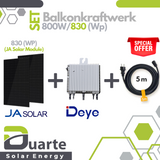 Balkonkraftwerk Mini Solaranlage SET 830-870Wp/800W Deye Sun mit Wlan - Mikrowechselrichter / JA SOLAR Module