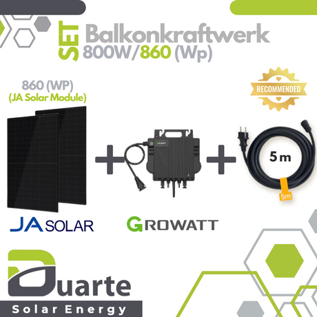 Balkonkraftwerk Mini Solaranlage SET 830-870Wp/800W Growatt NEO-800M-X -Mikrowechselrichter / JASOLAR Module