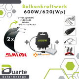 600W/620(Wp) Balkonkraftwerk Mini Solaranlage / Sunman Flexibles Modul / APsystems 600 Mikrowechselrichter