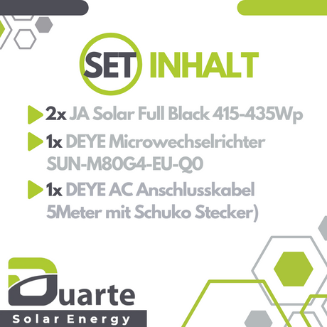 Balkonkraftwerk Mini Solaranlage SET 830-870Wp/800W Deye Sun mit Wlan - Mikrowechselrichter / JA SOLAR Module